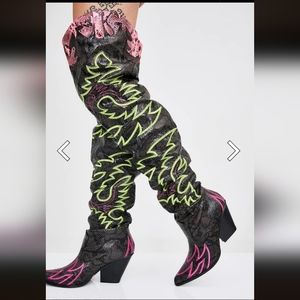 Thigh high cowboys boots